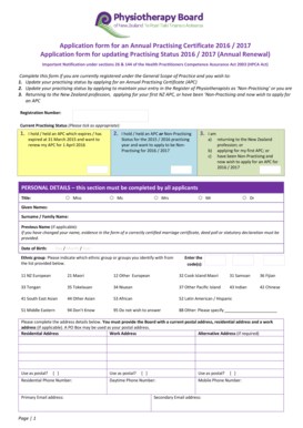New Zealand Annual Practising Certificate Application 2016/2017