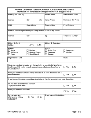 Private Organization Background Check Application