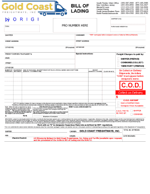 Bill of Lading Form