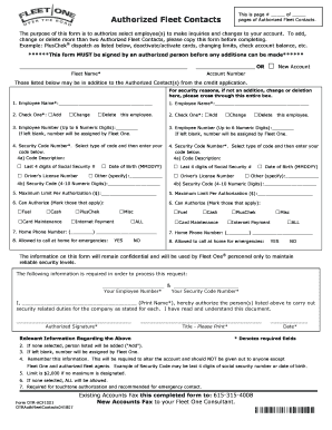 Authorized Fleet Contacts Form