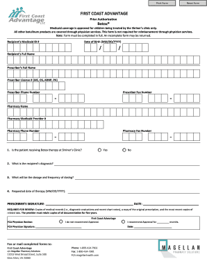 First Coast Advantage Botox Prior Authorization Form