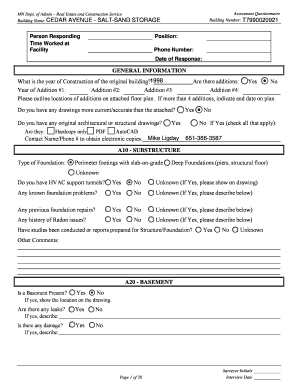 Minnesota Real Estate and Construction Service Assessment Questionnaire