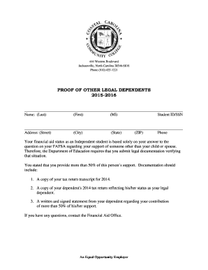 Proof of Other Legal Dependents Form