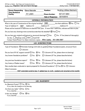 Minnesota Real Estate and Construction Service Assessment Questionnaire