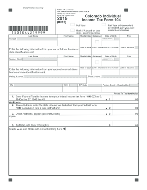 Colorado Individual Income Tax Form 104
