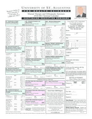 2010/2011 Seminar Calendar