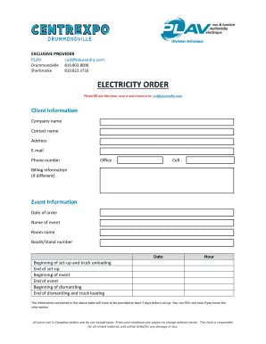 Exclusive Provider Electricity Order Form