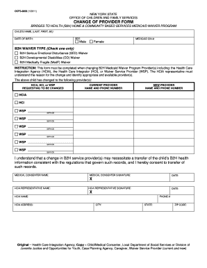 New York Change of Provider Form