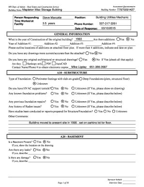 Minnesota Building Construction Service Assessment Questionnaire