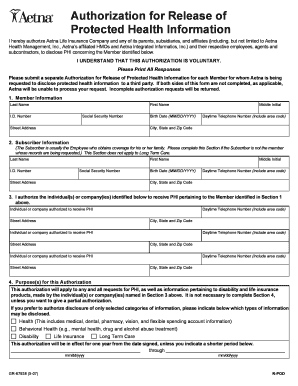 Authorization for Release of Protected Health Information
