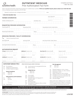 Outpatient Medicaid Prior Authorization Form