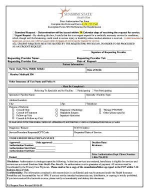 Prior Authorization Fax Form