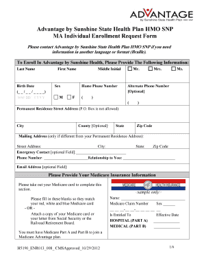 Advantage by Sunshine State Health Plan Medicare Enrollment Form