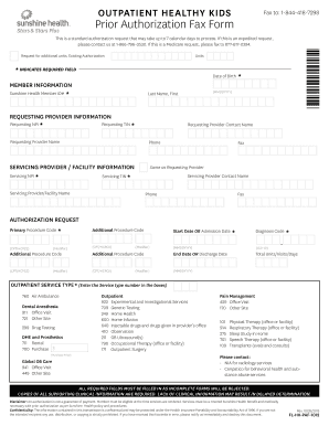 Outpatient Healthy Kids Prior Authorization Fax Form