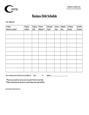Business Debt Consolidation Schedule