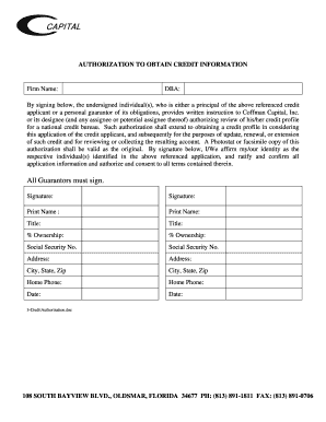 Credit Authorization Form