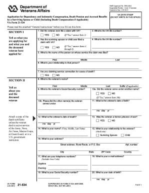 VA Form 21-534 Application for Dependency and Indemnity Compensation