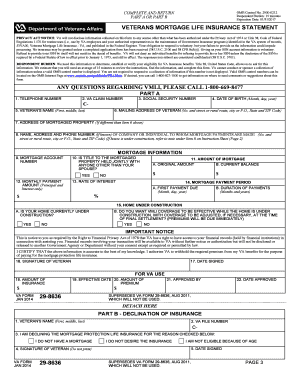 Veterans Mortgage Life Insurance Statement