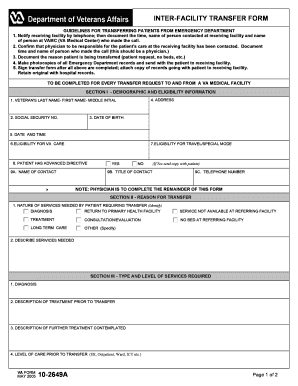 VA Inter-Facility Transfer Form