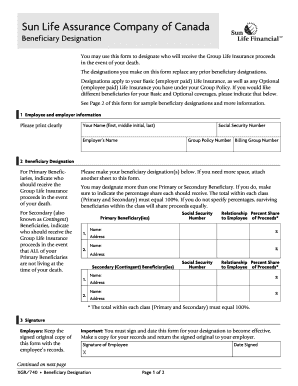 Sun Life Beneficiary Designation Form