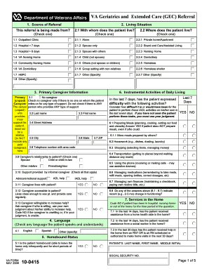 VA Geriatrics and Extended Care Referral Form