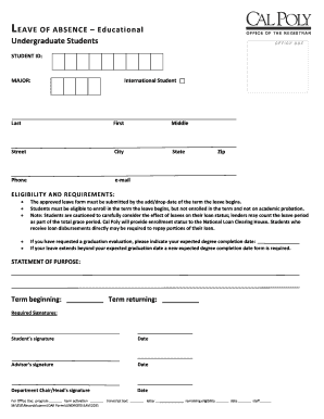 Leave of Absence Form for Undergraduate Students