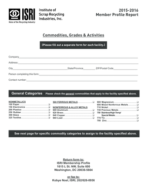ISRI Member Profile Report