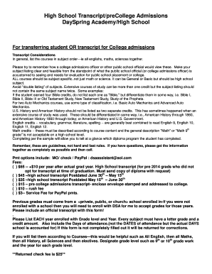 High School Transcript Request Form
