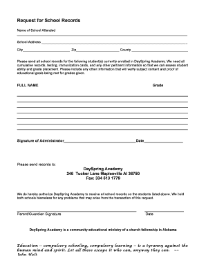Request for School Records