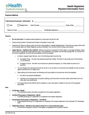 Health Registries Payment Information Form