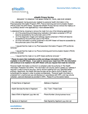 eHealth Privacy Service Mask Removal Request