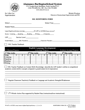 ESL Monitoring Form