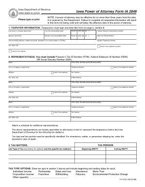 Iowa Power of Attorney Form IA 2848