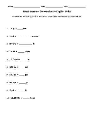 Measurement Conversions Worksheet