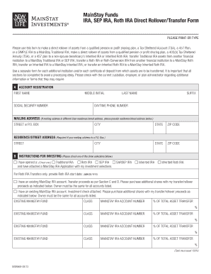 MainStay IRA Rollover/Transfer Form