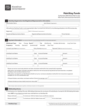 MainStay Funds Systematic Withdrawal Plan