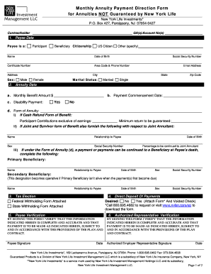 Monthly Annuity Payment Direction Form