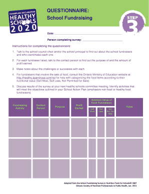 School Fundraising Questionnaire