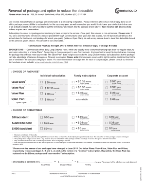 Communauto Package Renewal Form