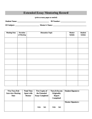 Extended Essay Mentoring Record
