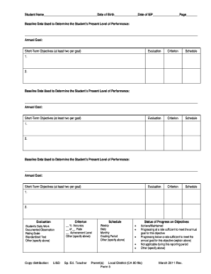 IEP Annual Goal Form