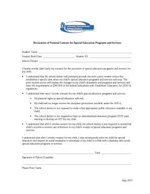 Revocation of Parental Consent for Special Education
