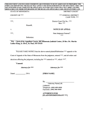 Minnesota Notice of Appeal