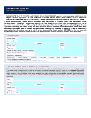 Goldman Sachs Funds Account Agreement
