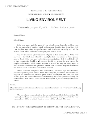Regents High School Examination Living Environment