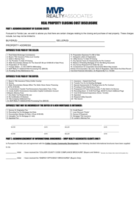 Florida Real Property Closing Cost Disclosure