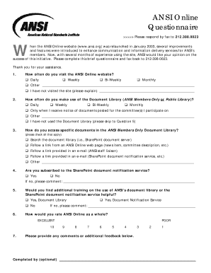 ANSI Online Questionnaire