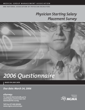 Physician Starting Salary Placement Survey