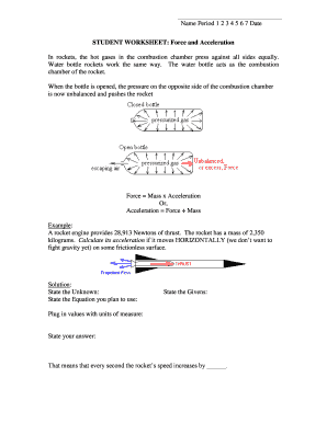 Student Worksheet Force and Acceleration