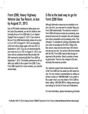 IRS Form 2290 Heavy Highway Vehicle Use Tax Return